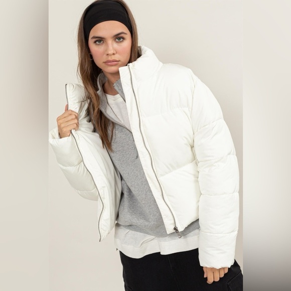 Cozy Quilted Back Drawstring Puffer Jacket